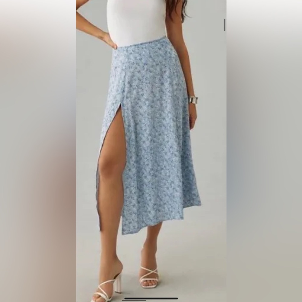 Reformation Blue and White Floral Maxi Skirt